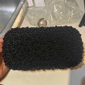 Elegant Black Beaded Clutch